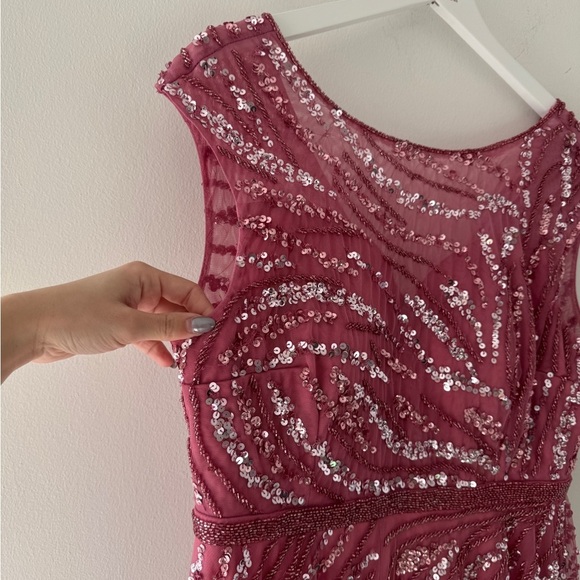 MAC DUGGAL Pink Cap Sleeve Embellished Evening Gown 10 - Picture 12 of 15